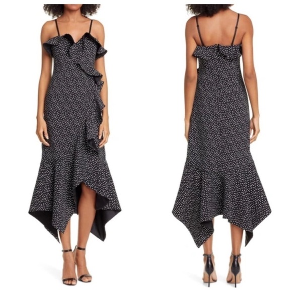 Jonathan Simkhai Polka Dot Ruffle Midi Dress Women’s Size 4 Strapless - Picture 1 of 16